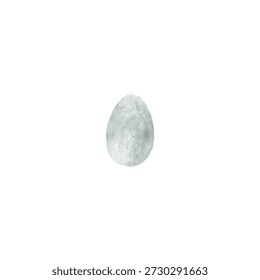 Minimalist Easter greeting card design with a single hand-painted watercolor egg on a white background. Artistic green egg with soft texture for holiday invitations, seasonal branding, and simple festive decor