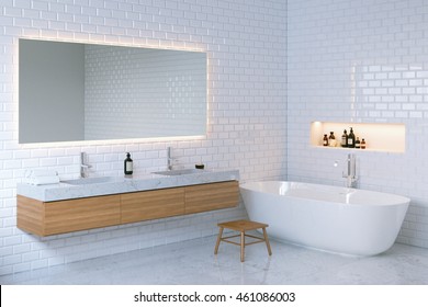 Minimalist Elegance Bathroom Interior. 3d Render.