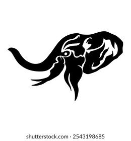 Minimalist fine line art elephant tattoo . PNG - Powered by Shutterstock