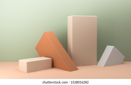 Minimalist Geometric shape scene, 3d rendering. - Shutterstock ID 1528016282