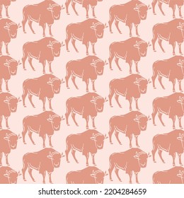 Minimalist Hand Drawn Buffalo Pattern Background