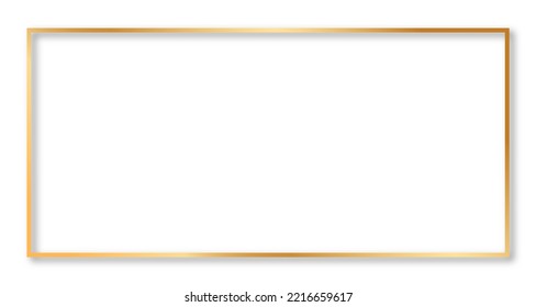 The minimalist horizontal square frames. Abstract gold frame isolated on white background. 2023