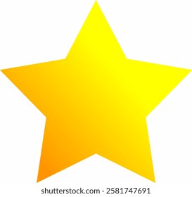 A minimalist illustration of a classic five-pointed star in a vibrant yellow color, isolated on a white background.