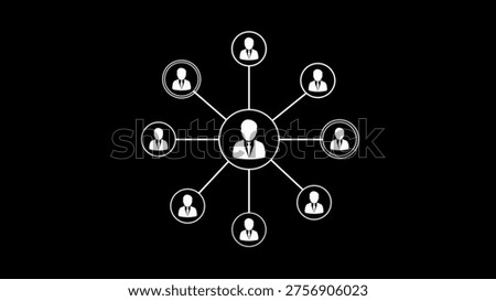 Minimalist of interconnected human figures in a network pattern on dark background minimalist interconnected people