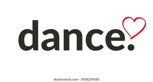 Minimalist logo with dance lover theme on light background and black writing with red heart - Powered by Shutterstock