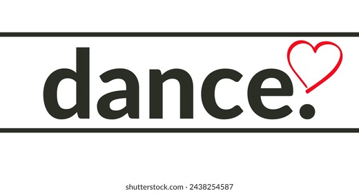 Minimalist logo with dance lover theme on light background and black writing with red heart - Powered by Shutterstock