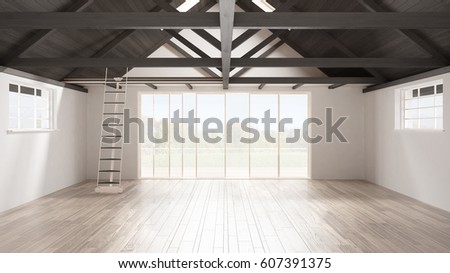Minimalist Mezzanine Loft Empty Industrial Space