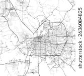 Minimalist Montgomery Area Map with Labels and Neighborhoods with many details for urban roads, paths and disctricts. Nordic design in light map style with black-white and greys