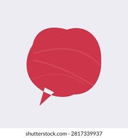 Minimalist red speech bubble icon with subtle crosshatch texture on light background