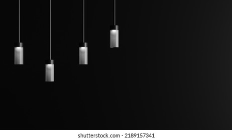 minimalist shining led pendant lamp, cylinder LED light isolated on black background, 3D rendering - Powered by Shutterstock