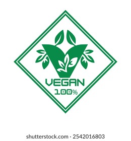 Minimalist Vegan Graphic: Green Circle, Cream Leaf  Shoot 'V'. Eco-Friendly Vegan Logo: Green Circle with Leaf Forming 'V'. Green and Cream Vegan Symbol with Leaf and Shoot in 'V' Shape - Powered by Shutterstock