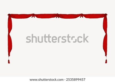 Minimalist white background with a smooth texture. Red, red draped curtain adds a classic touch to the background. Red theater curtain illustration background. Vintage red curtain background.