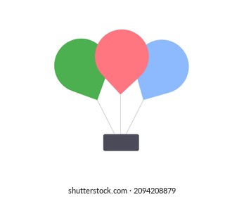 Minimalistic Air Travel Logo Template. Illustration Of Hot Air Ballons. Hot Air Baloon For Tourism And Adventure.Hand Drawn Watercolor Illustration Of Ballons. Ecology And Forestry.