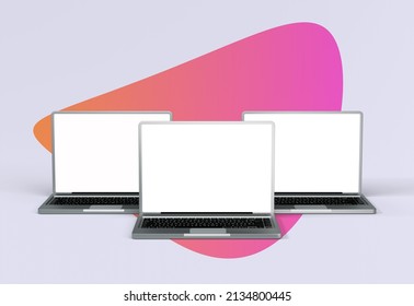 Minimalistic Floating Laptop Blank Screen Mockup Realistic And Detailed UI Template For Infographics Or Presentation 3D Realistic Graphics