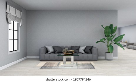 Minimalistic Living Room Backdrop, Photorealistic 3D Illustration, Suitable For Video Conference And As Zoom Virtual Background.	