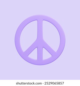 A minimalistic purple peace symbol displayed on a light background, representing peace, harmony, and anti-war movements. 3D icon, sign and symbol. 3D render illustration - Powered by Shutterstock