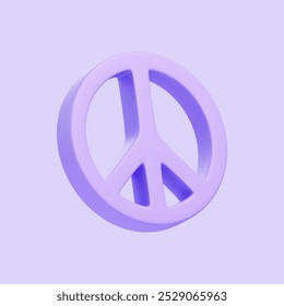 A minimalistic purple peace symbol displayed on a light background, representing peace, harmony, and anti-war movements. 3D icon, sign and symbol. 3D render illustration - Powered by Shutterstock