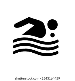 Minimalistic swimming icon featuring a person in a freestyle pose. Perfect for sports logos, pool signage, or aquatic designs - Powered by Shutterstock