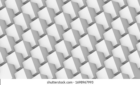 Minimalistic white and gray geometric background of 3d cubes. Abstract geometric pattern. 3d rendering. Raster.