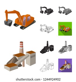 Mining industry cartoon,black,flat,monochrome,outline icons in set collection for design. Equipment and tools bitmap symbol stock web illustration. - Shutterstock ID 1244924902