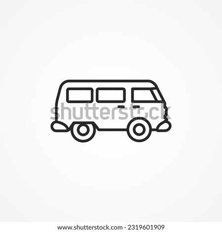 minivan line icon. mini van line icon.