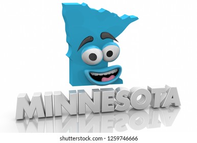 Minnesota MN State Map Cartoon Face Word 3d Illustration