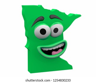 Minnesota State Map Eyes Mouth Funny Cartoon Face 3d Illustration