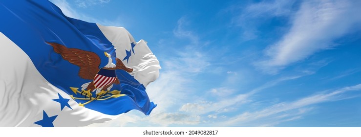 Minsk, Belarus - May, 2021: Flag Of Vice Chairman Of The Joint Chiefs Of Staff Waving In The Wind. USA Departments. Copy Space. 3d Illustration,