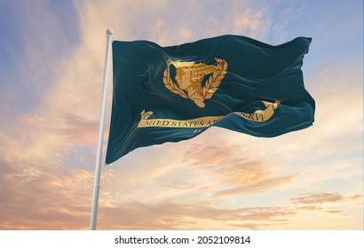 Minsk, Belarus - May, 2021: Flag Of Chief Of The United States Army Reserve Waving In The Wind. USA National Defence. Copy Space. 3d Illustration.