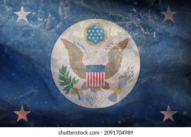 Minsk, Belarus - May, 2021: Top View Of Flag Of United States Secretary Of State, No Flagpole. Plane Design, Layout. Flag Background.