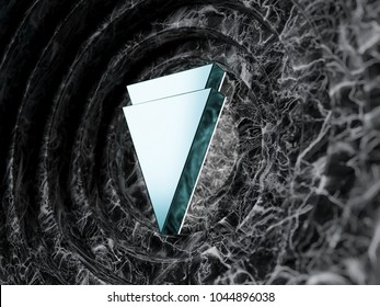 Mint Color Verge Symbol in the Black Marble Background. 3D Illustration of Mint Verge Logo for Business and Finance News.