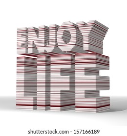 Mint cream  geometric pixels 3d graphic with futuristic enjoy life symbol  with stylish 3d lines