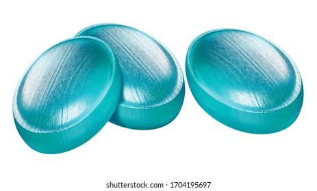 Mint Flavored Hard Candy Isolated On White Background. 3d Illustration