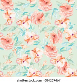 Tropical Modern Watercolor Flower Pattern Background Stock Illustration ...