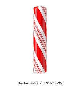 Mint Hard Candy Cane 3d Alphabet Collection Striped In Christmas Colours. Letter I.