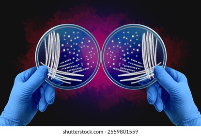 Mirror Bacteria Concept as hypothetical microorganisms with reversed molecular chirality using mirror-image biomolecules like D-amino acids instead of L-amino acids with 3D illustration elements.