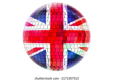 Mirror disco ball with British flag, 3D rendering isolated on white background - Powered by Shutterstock