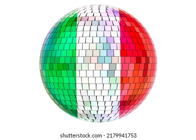 Mirror disco ball with Italian flag, 3D rendering isolated on white background - Powered by Shutterstock