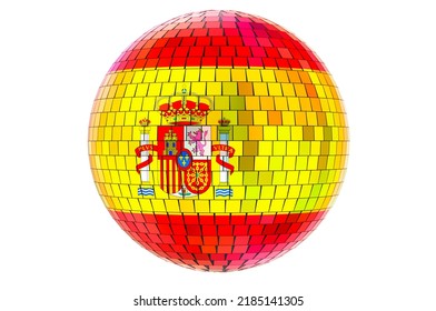 Mirror disco ball with Spanish flag, 3D rendering isolated on white background - Powered by Shutterstock