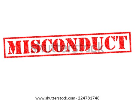 MISCONDUCT red Rubber Stamp over a white background.
