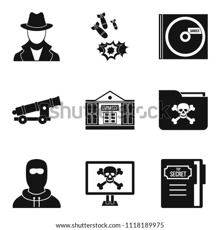 Misdoing icons set. Simple set of 9 misdoing icons for web isolated on white background