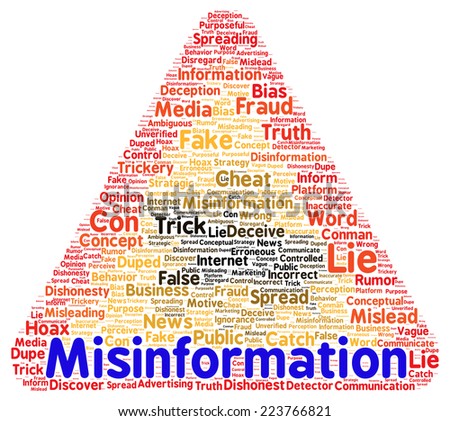 Misinformation word cloud shape concept