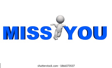 Miss You Lettering Blue 3d People Stock Illustration 1866373537 ...