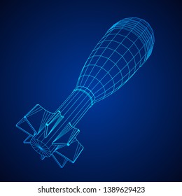 Missile, Nuclear Bomb Or Mortar Mine Wireframe Low Poly Mesh Illustration