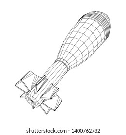 Missile, Nuclear Bomb Or Mortar Mine Wireframe Low Poly Mesh Illustration