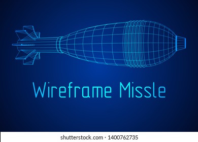 Missile, Nuclear Bomb Or Mortar Mine Wireframe Low Poly Mesh Illustration