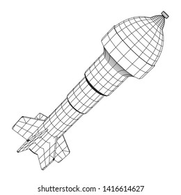 Missile, Nuclear Bomb Or Mortar Mine Wireframe Low Poly Mesh Illustration