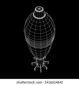 Missile, Nuclear Bomb Or Mortar Mine Wireframe Low Poly Mesh Illustration