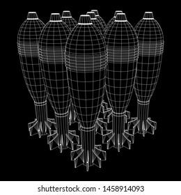 Missile Nuclear Bomb Mortar Mine Wireframe Stock Vector (Royalty Free ...