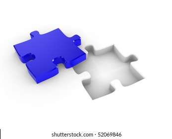 Couple Puzzle Pieces Over White Background Stock Photo (Edit Now) 677696